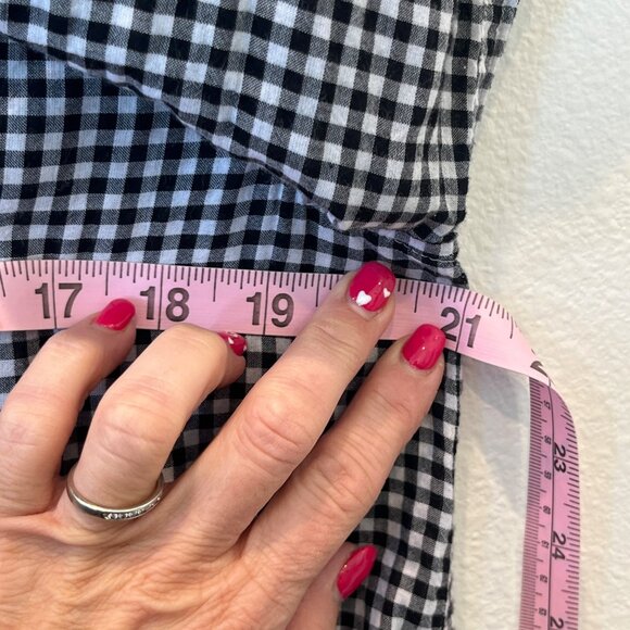 J. Crew Gathered Popover Shirt Microgingham Preppy Long Sleeve Black/White Sz 6 - Picture 10 of 11